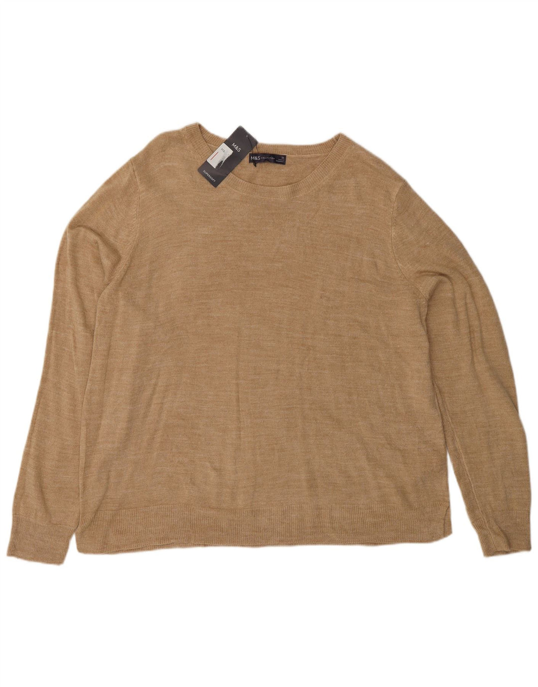 MARKS & SPENCER Jersey de cuello redondo para mujer UK 22 3XL Acrílico beige