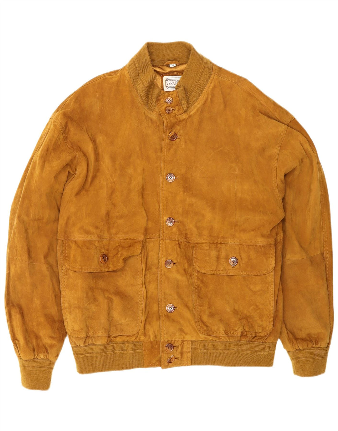 VINTAGE Chaqueta bomber de ante para hombre IT 50 Cuero marrón grande