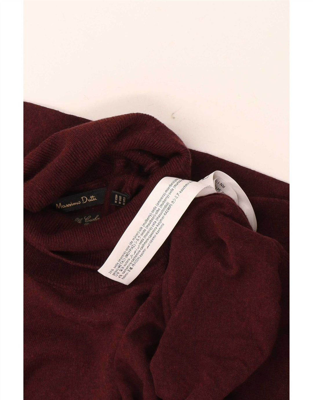 Jersey Massimo Dutti Hombre Cuello Vuelto Seda Burdeos Medio