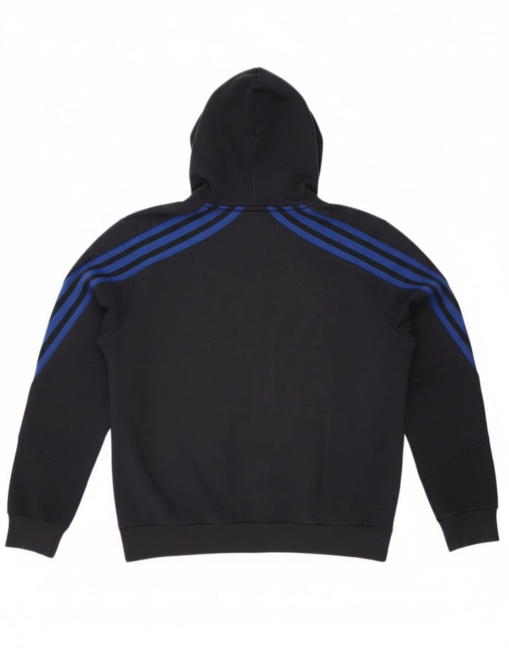Adidas - Sudadera con capucha y cremallera para hombre, tamaño grande, algodón azul marino