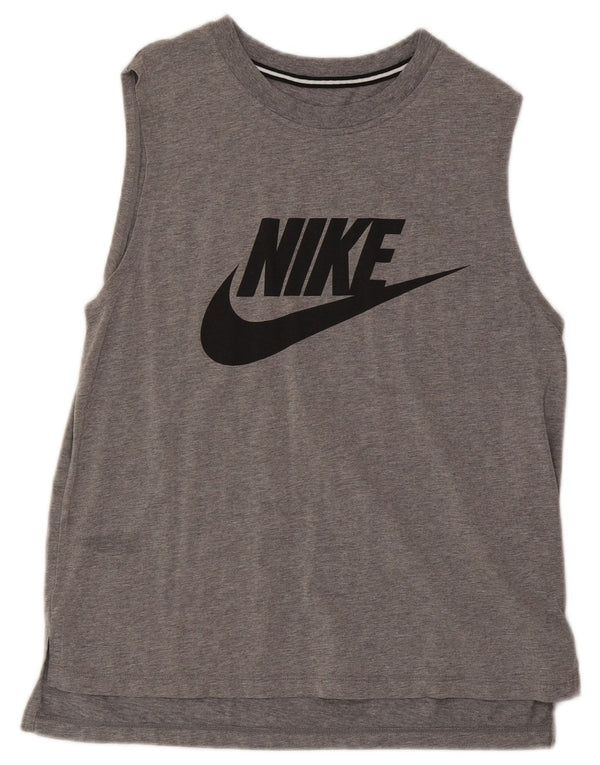 Camiseta sin mangas con estampado gráfico de algodón moteado en gris medio para hombre Nike