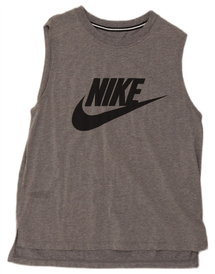 Camiseta sin mangas con estampado gráfico de algodón moteado en gris medio para hombre Nike