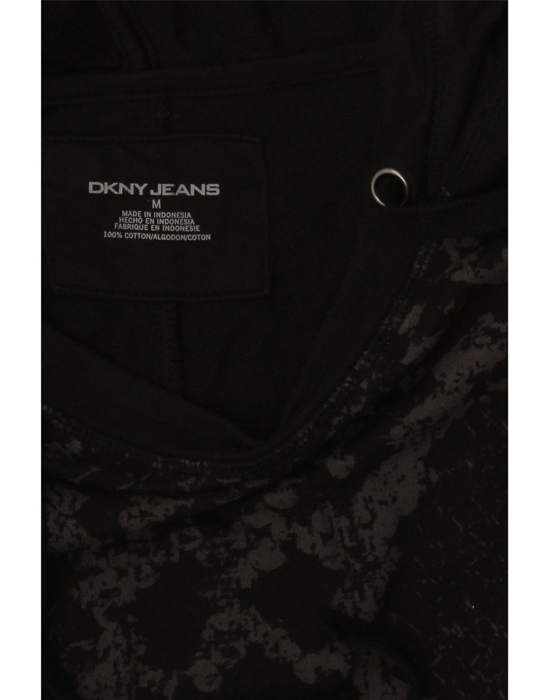 Dkny Jersey con capucha para mujer Reino Unido 44 Algodón geométrico negro mediano