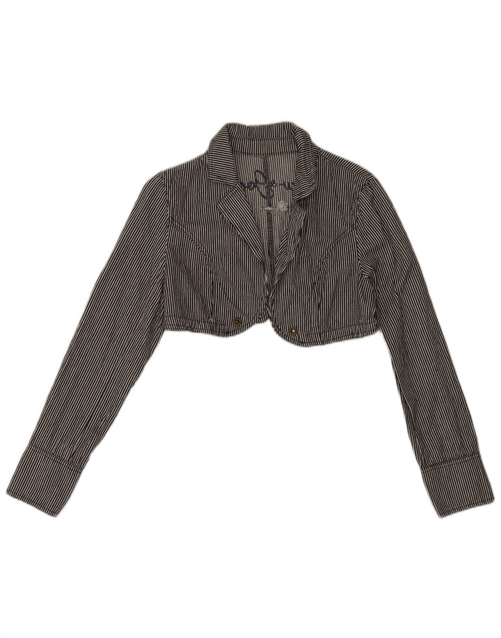 Desigual Chaqueta Bolero Abierta para Mujer UK 12 Mediana Azul Marino Rayas