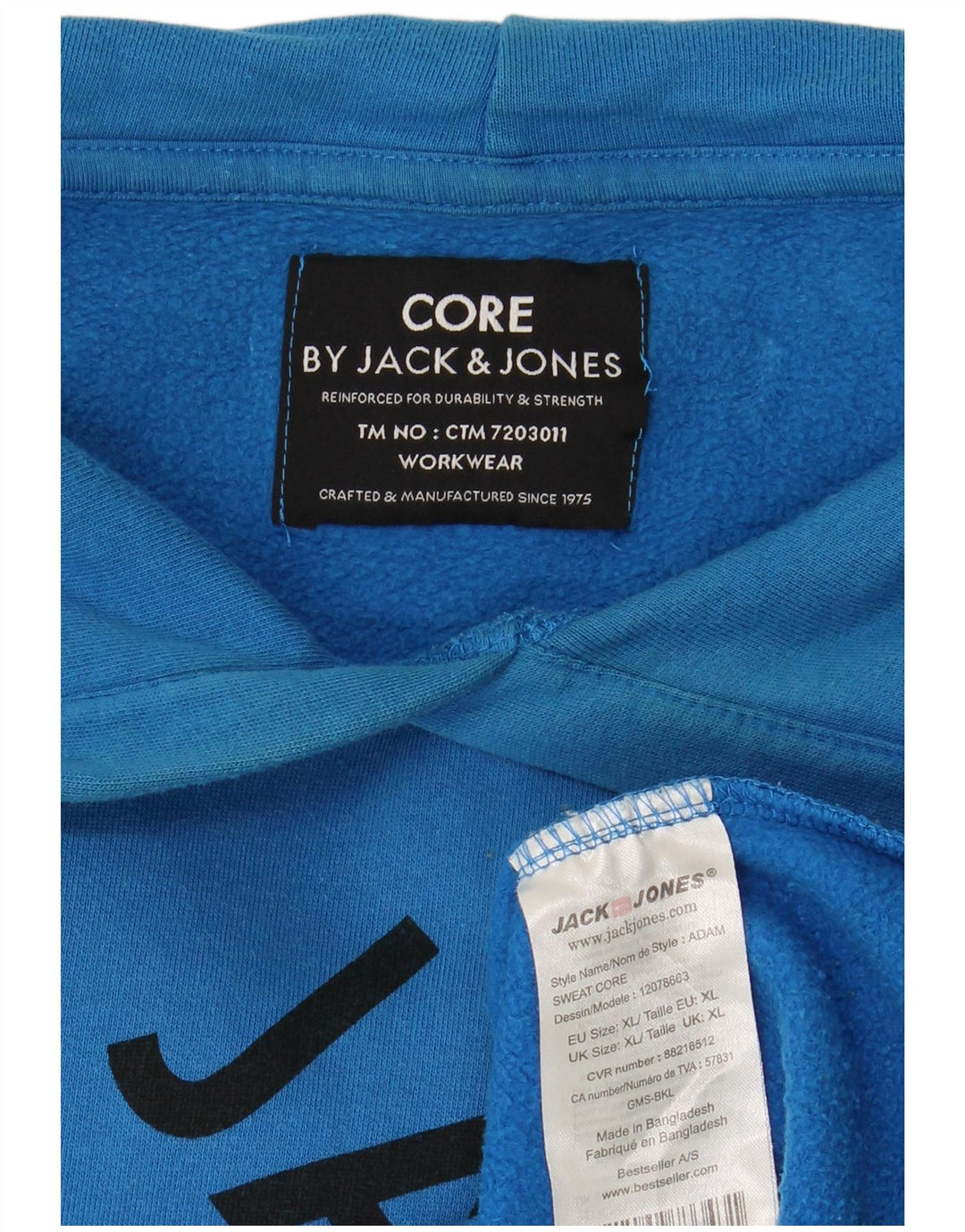 JACK & JONES Jersey con capucha gráfico para hombre XL Algodón azul