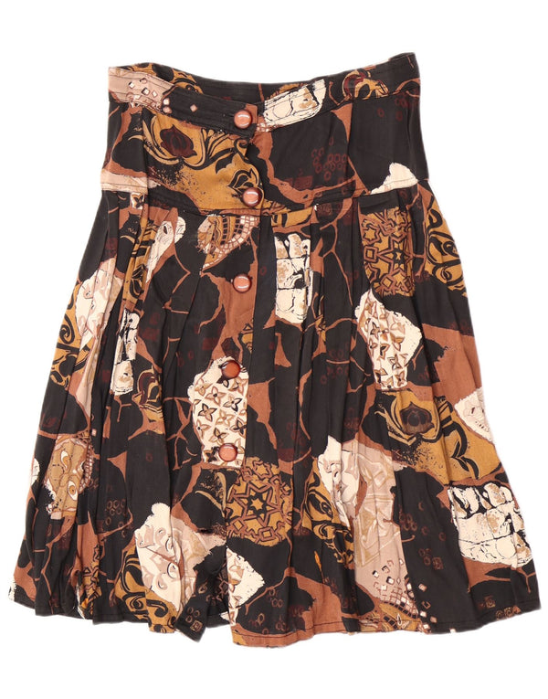 Falda plisada midi vintage para mujer Mediana W28 Marrón Retro