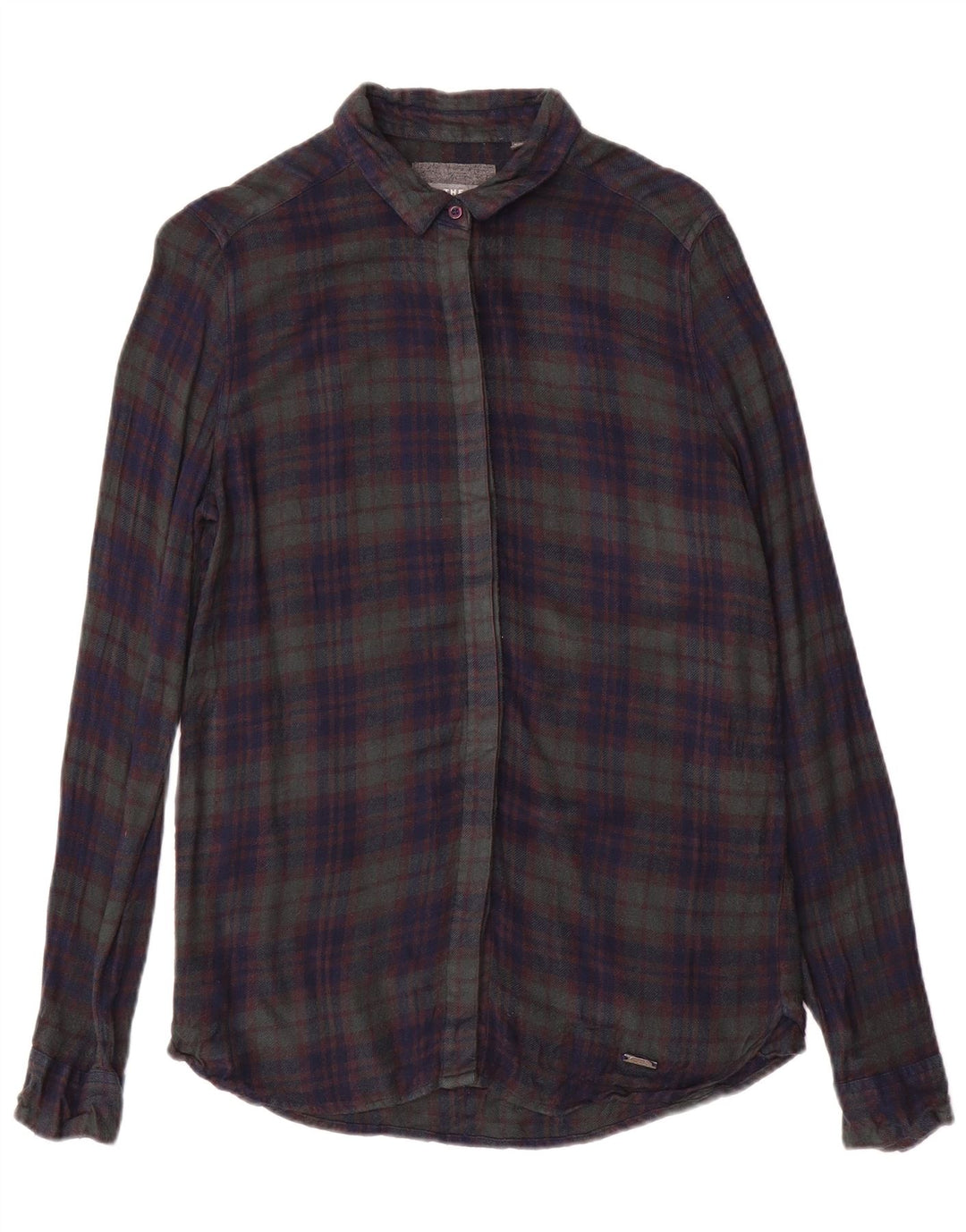 Superdry Camisa de franela para mujer UK 6 XS Navy Blue Check