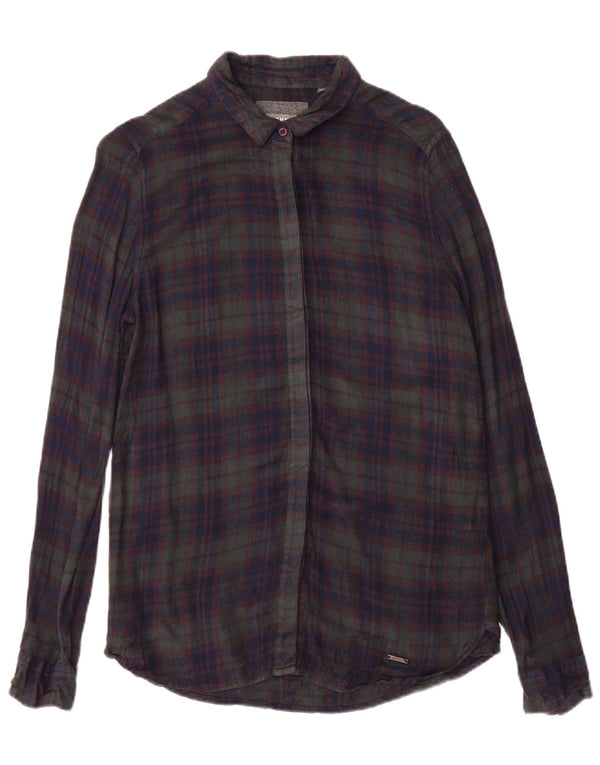 Superdry Camisa de franela para mujer UK 6 XS Navy Blue Check
