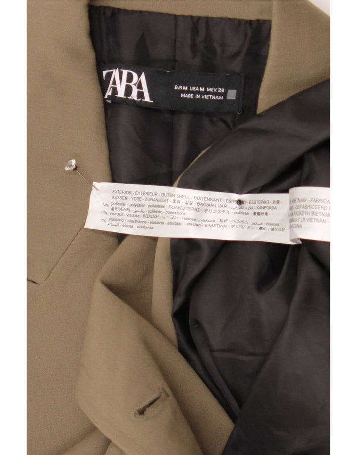 Zara Mujer Chaqueta Blazer De Doble Botonadura UK 44 Poliéster Caqui Mediano