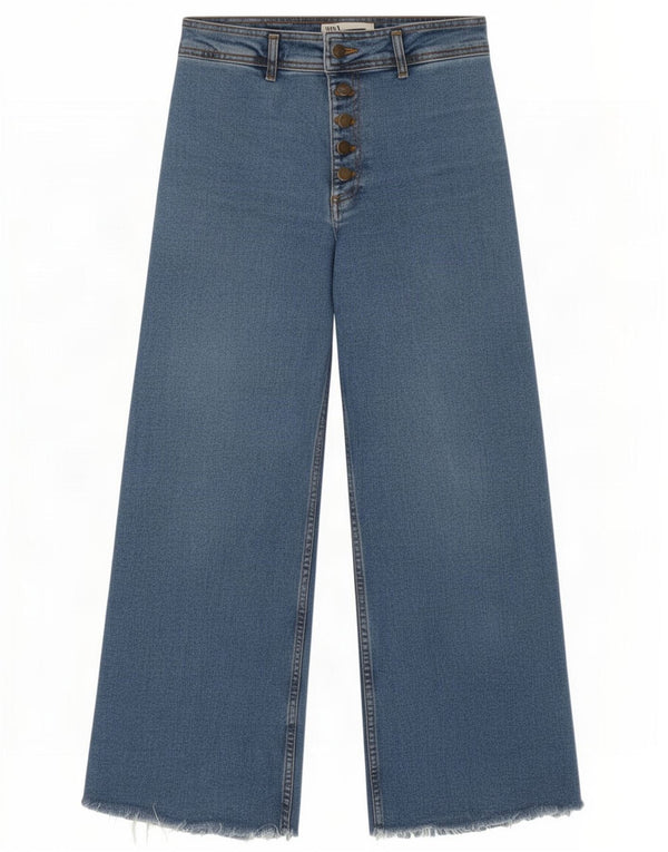 Zara Vaqueros de pierna ancha y cintura alta para mujer EU 38 Small W28 L28 Azul