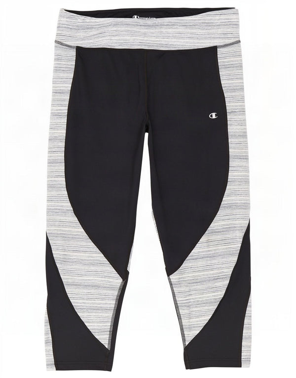 Champion Leggings Capri para Mujer UK 20 2XL Poliéster a Rayas Negras