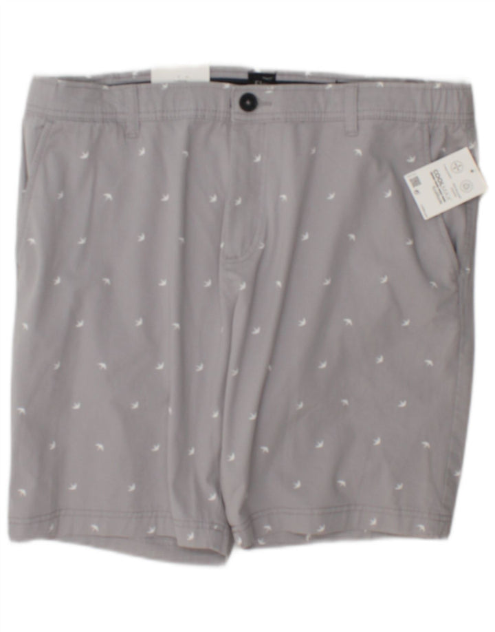 C & A Pantalones cortos chinos ajustados con patrón abstracto para hombre W38 XL Algodón gris