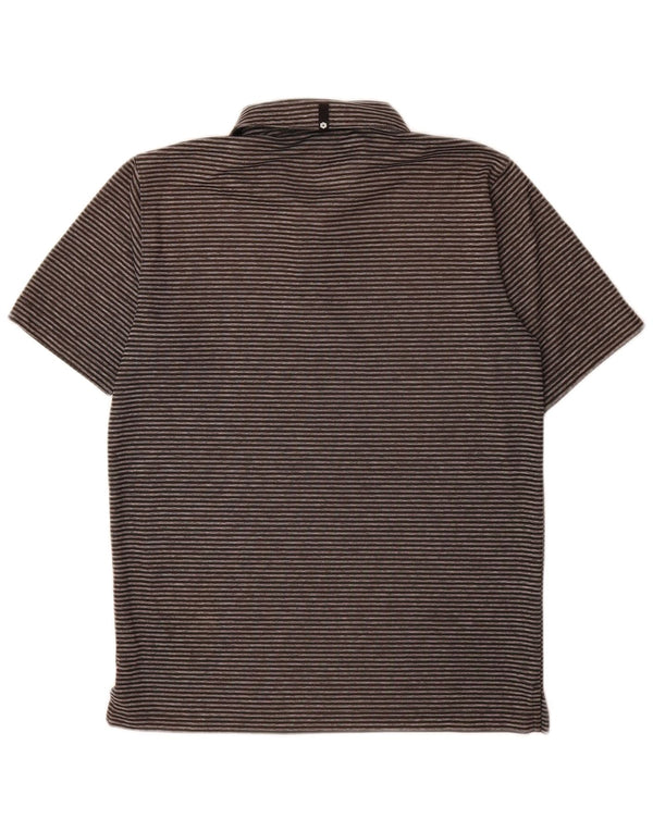 Puma Polo para hombre pequeño gris a rayas de poliéster