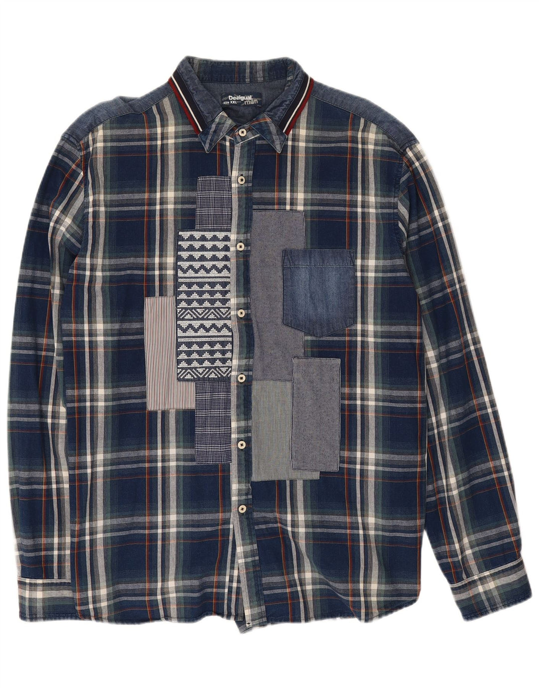 Camisa Desigual Hombre 2XL Azul Marino Cuadros Algodón