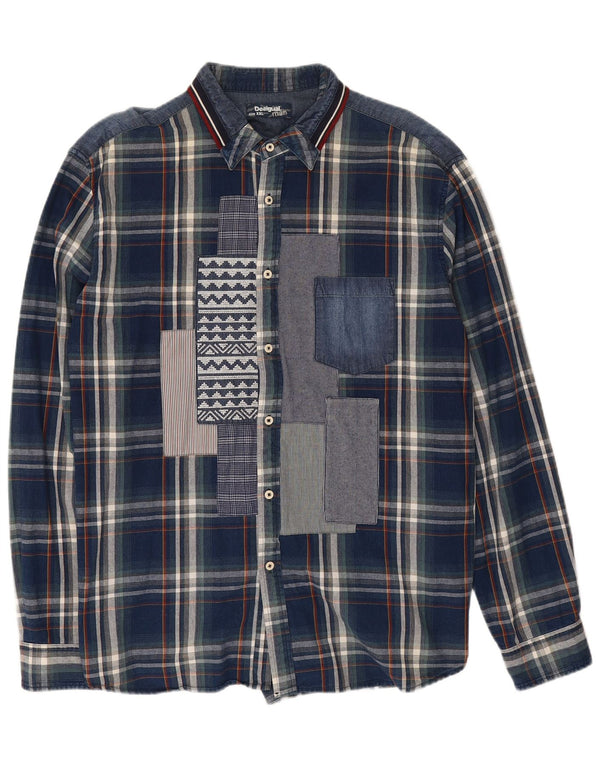 Camisa Desigual Hombre 2XL Azul Marino Cuadros Algodón