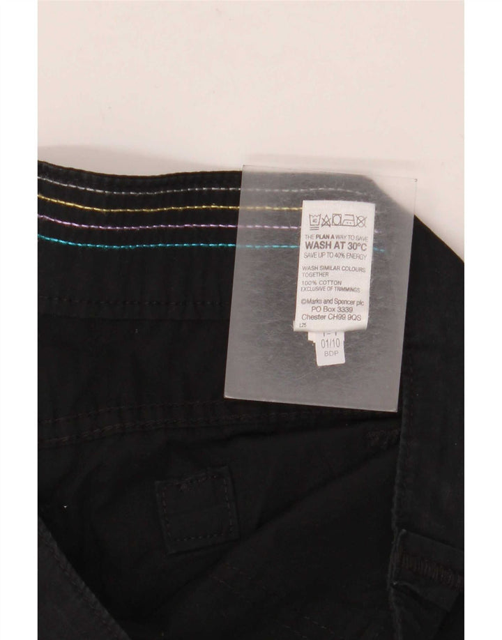 Marks & Spencer Pantalones Capri Rectos para Mujer UK 12 Medium W32 L20 Negro