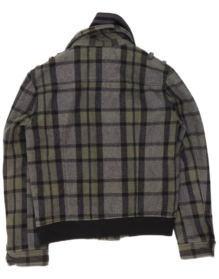 Vintage hombres bomber chaqueta Reino Unido 40 gran gris comprobar lana