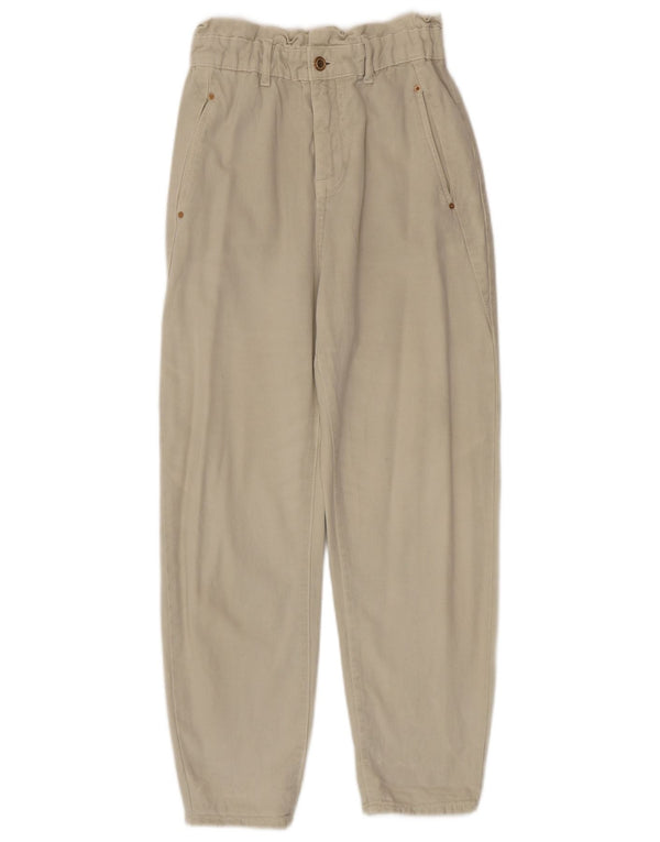 Zara Womens High Waist Tapered Jeans EU 36 XS W26 L26 Beige Cotton