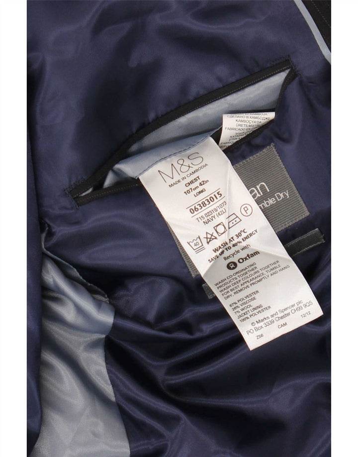 Marks & Spencer Chaqueta tipo blazer de 2 botones para hombre UK 42 Large Azul marino a rayas