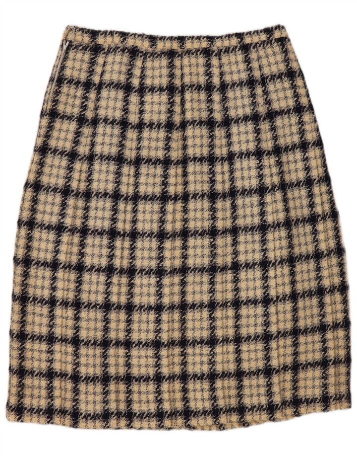 VINTAGE Falda acampanada para mujer W30 Cuadro beige medio