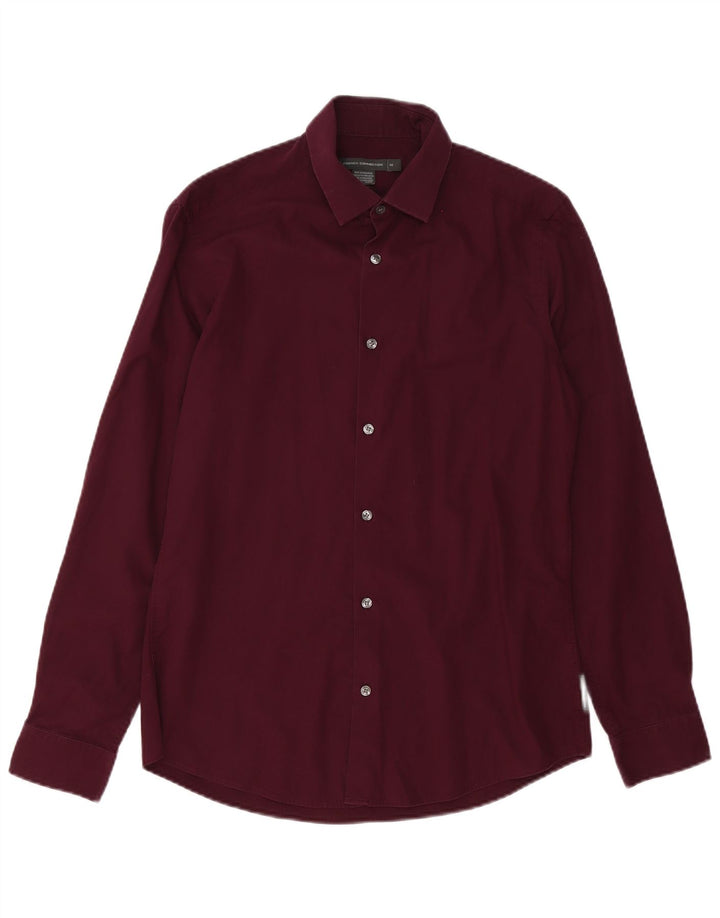 FRENCH CONNECTION Camisa Hombre Algodón Burdeos Medio