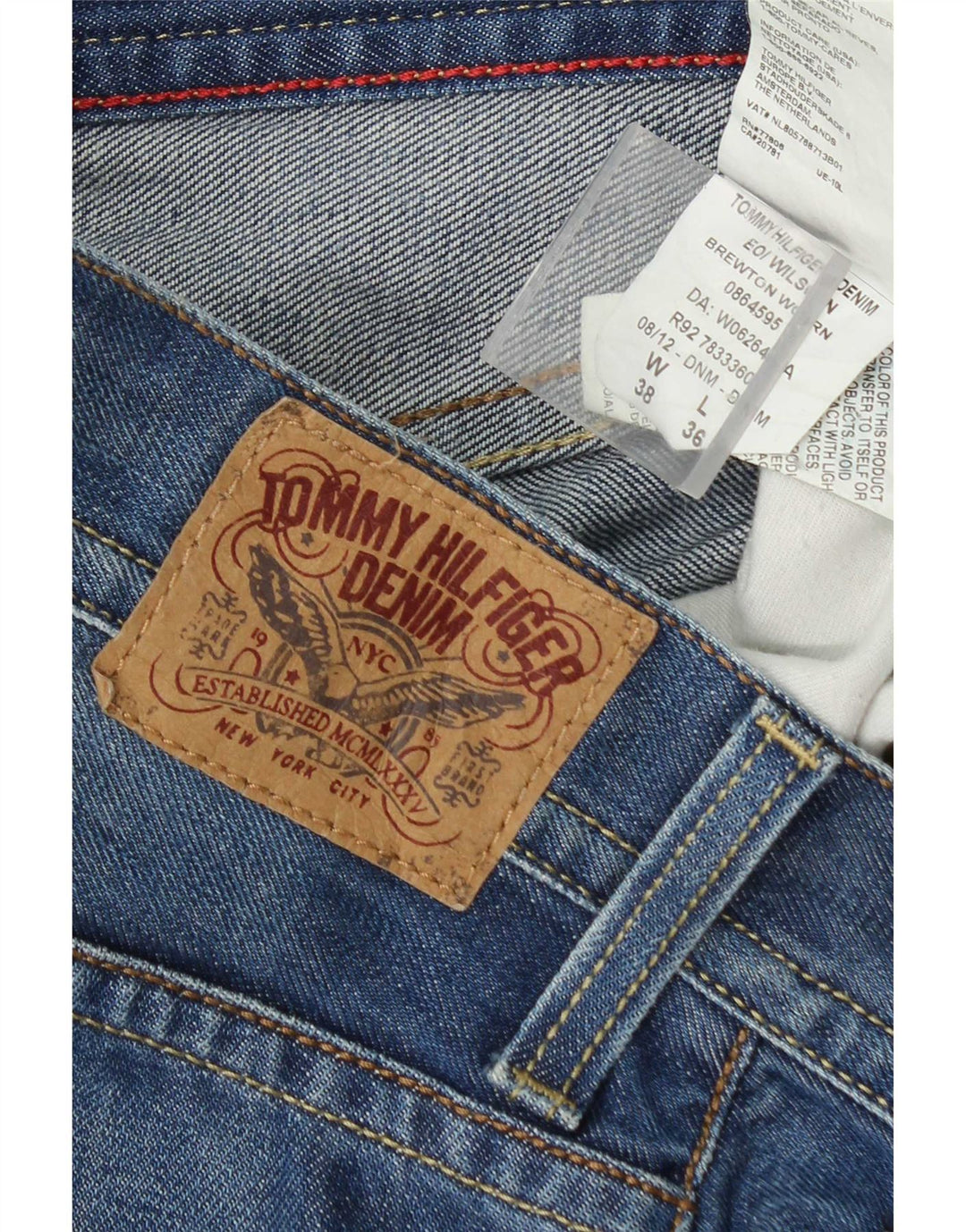 Tommy Hilfiger Vaqueros rectos para hombre W38 L30 Algodón azul