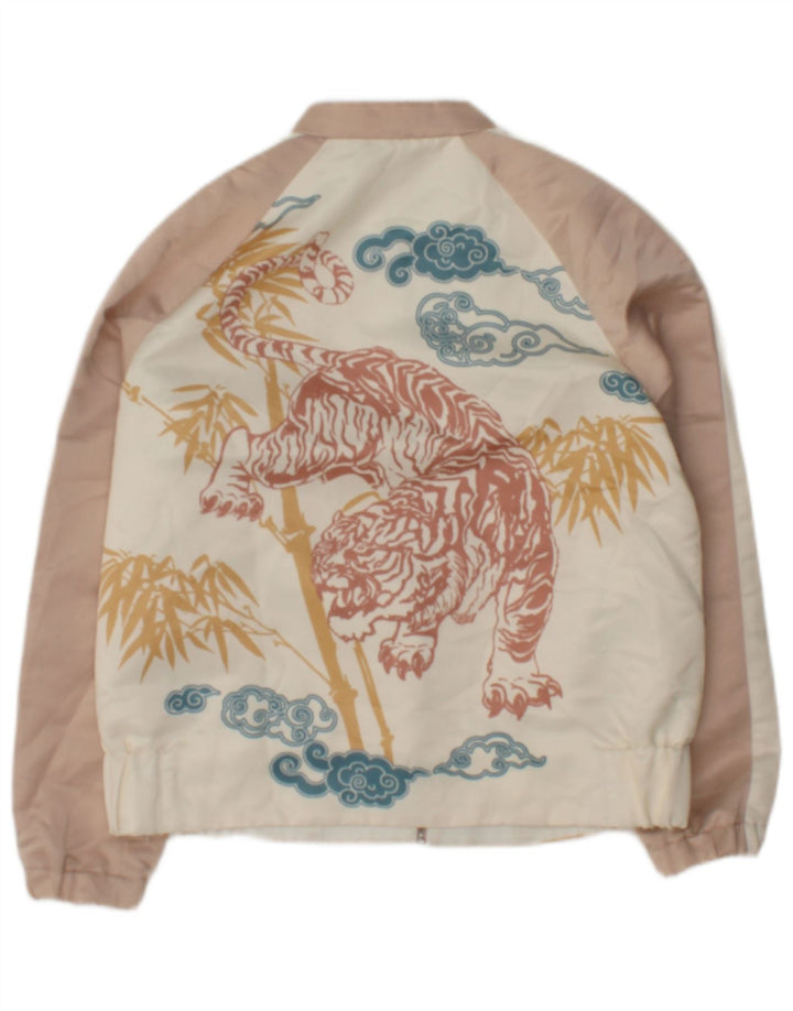 Zara Chaqueta Bomber para Mujer UK 10 Small Poliéster Floral Blanco