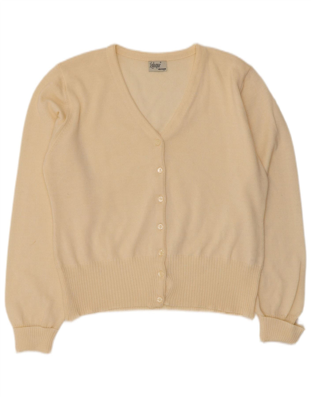 Vintage mujer Cardigan suéter EU 40/42 medio de lana blanca