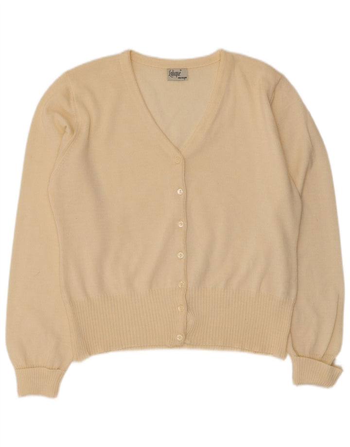 Vintage mujer Cardigan suéter EU 40/42 medio de lana blanca