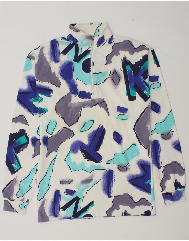 BENGER Top con cuello con cremallera y estampado abstracto para hombre, manga larga, talla pequeña, multicolor