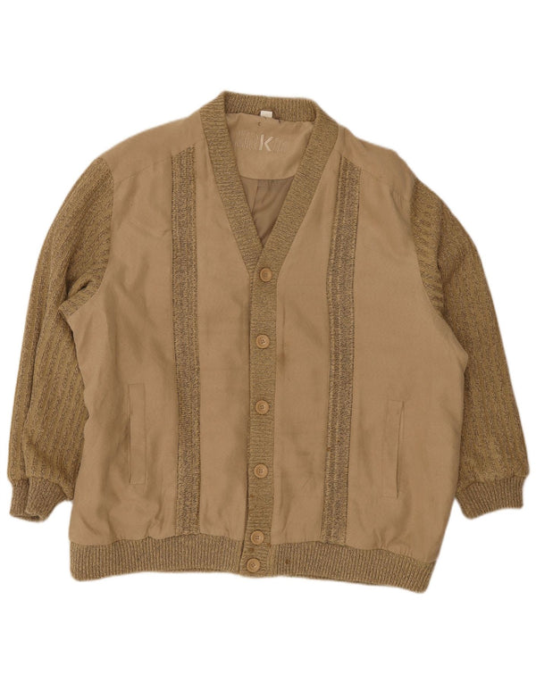 Roger Kent Chaqueta Bomber de Punto para Hombre UK 50 5XL Poliacrílico a Rayas Caqui