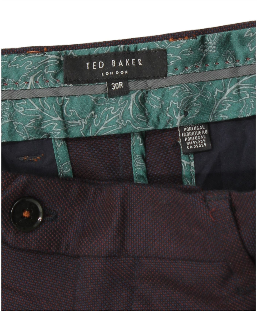 TED BAKER Mens Slim Suit Trousers W30 L30 Purple Polyester