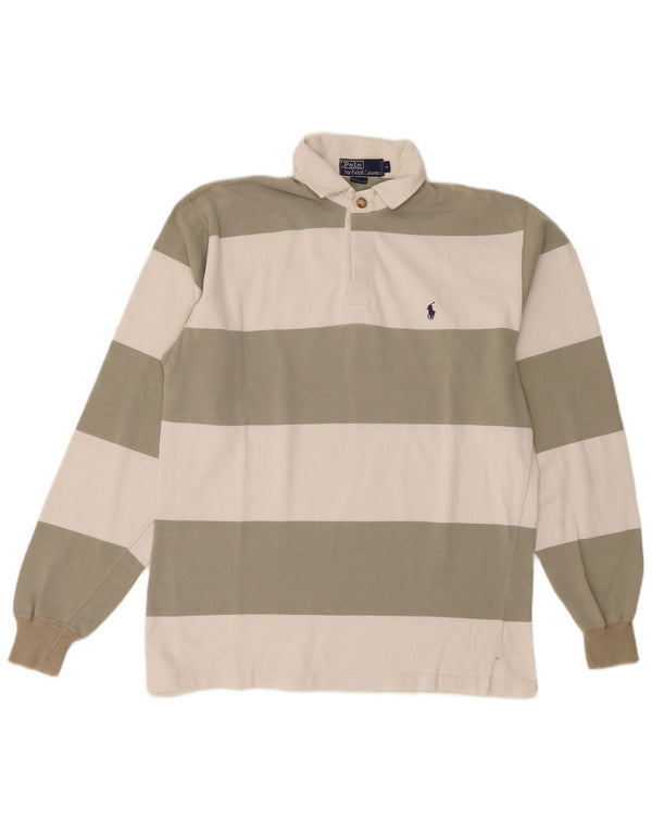 Polo Ralph Lauren Polo De Rugby De Manga Larga Para Hombre Rayas Blancas Medianas