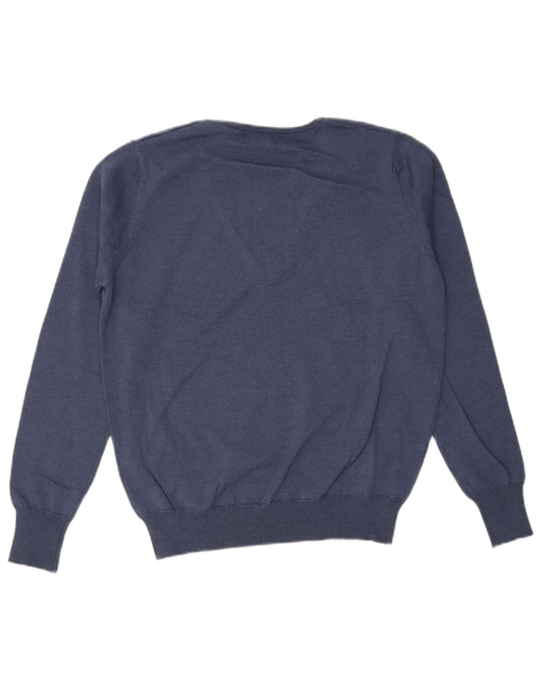Jersey Trussardi Hombre Con Cuello En V De Lana Virgen Azul Marino Medio