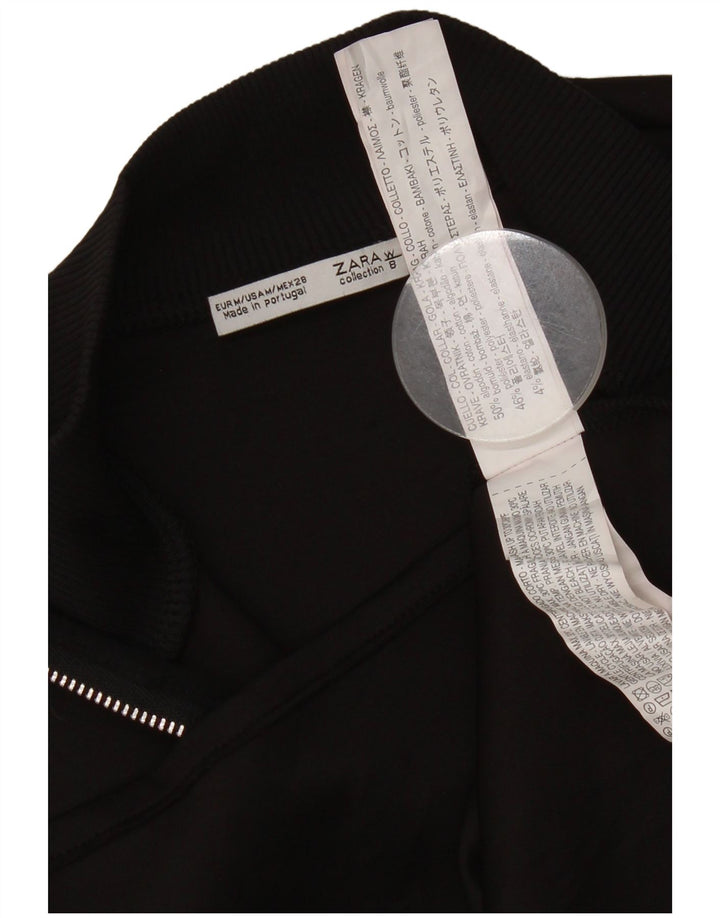 Zara Mujer Crop Top UK 40 Mediano Algodón Negro