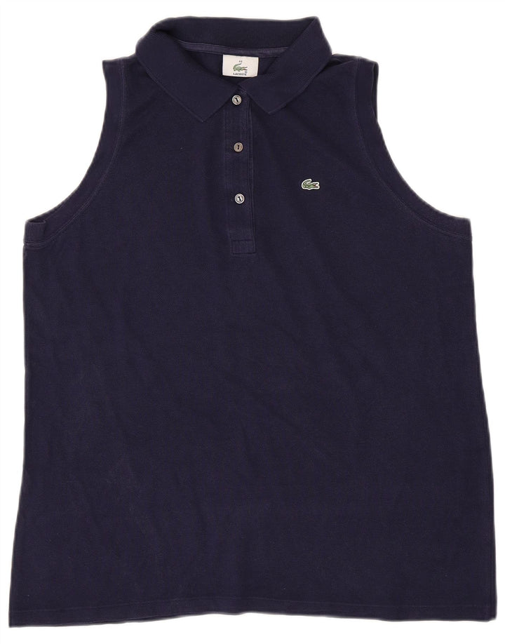 LACOSTE Polo sin mangas para mujer Talla 44 Grande Algodón azul marino