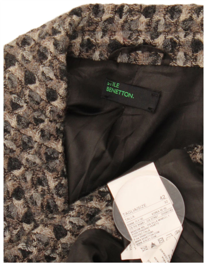 Abrigo Benetton Mujer IT 42 Lana Geométrica Gris Medio