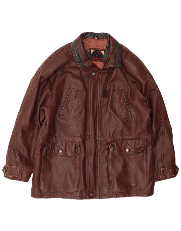 SARDAR Chaqueta de cuero para hombre UK 42 XL Cuero marrón