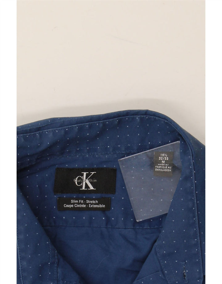 CALVIN KLEIN JEANS Camisa para hombre Talla 33/32 15 1/2 Mediana Azul Manchada