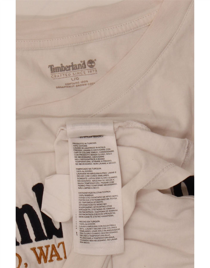 Timberland Camiseta gráfica para hombre Top grande de algodón blanco