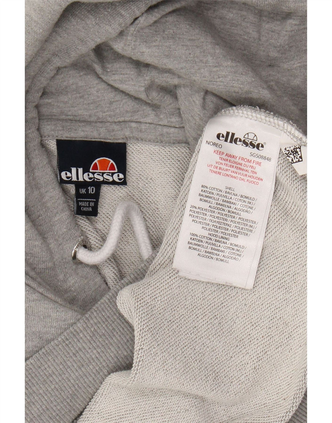 ELLESSE Jersey con capucha extragrande para mujer Reino Unido 10 Pequeño algodón gris