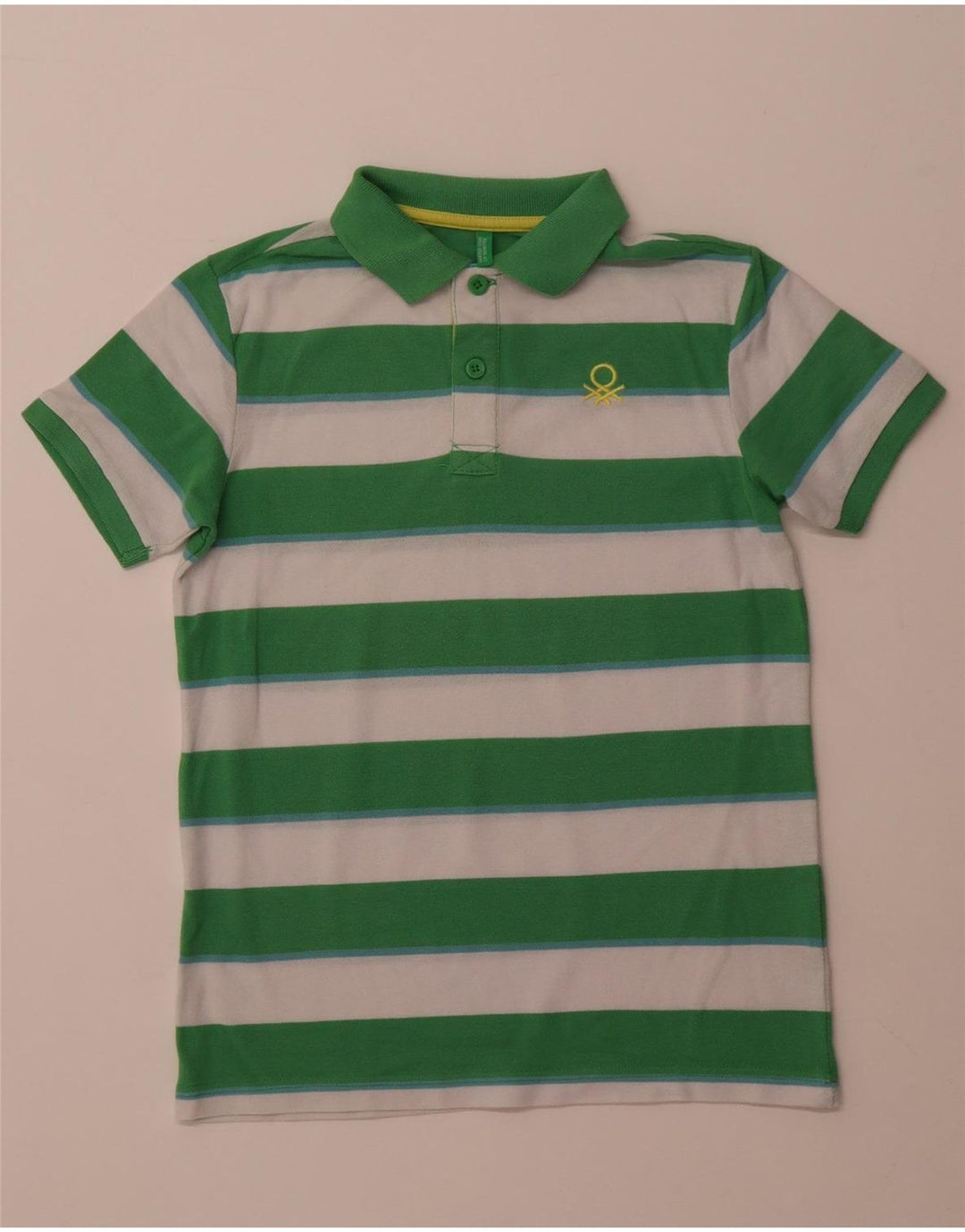 BENETTON Polo Niño 10-11 Años XL Verde Rayas Poliéster
