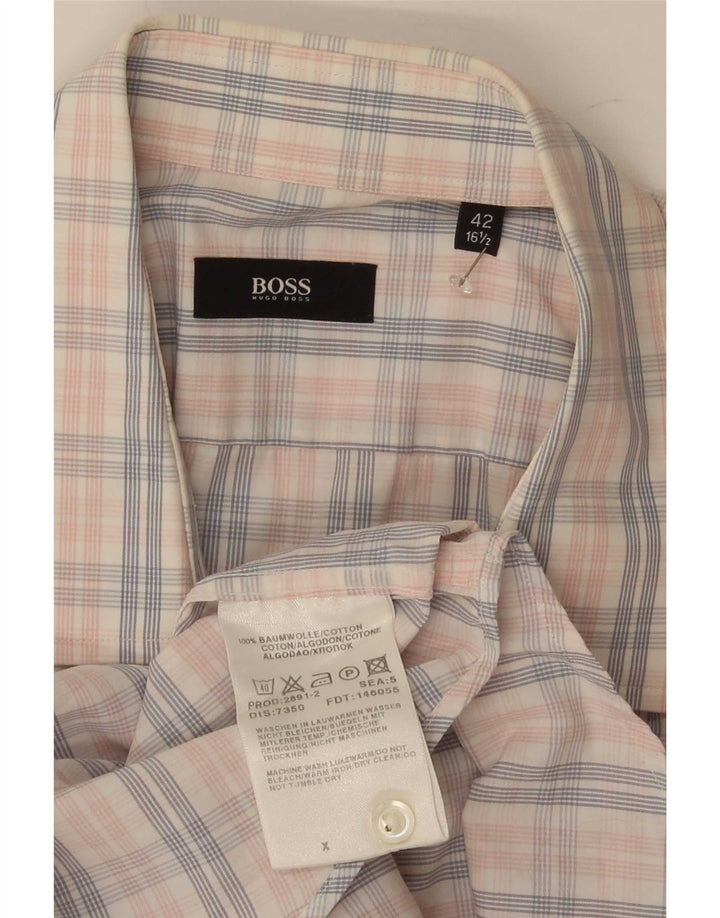 Hugo Boss Camisa de manga corta para hombre Talla 16 1/2 42 Cuadros multicolores grandes