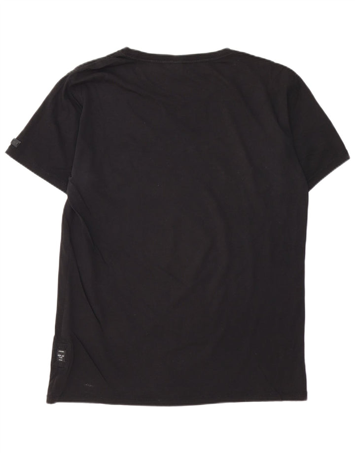 REPLAY Camiseta gráfica para hombre Top grande de algodón negro