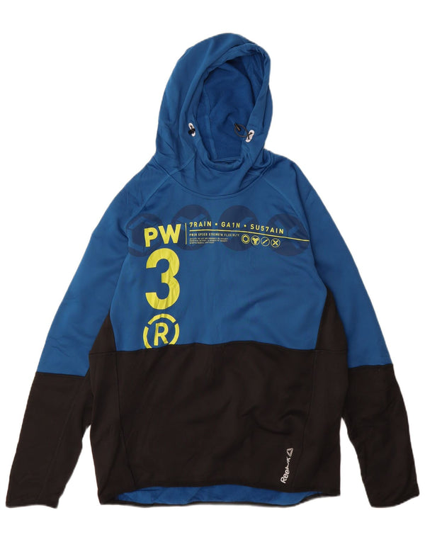 Reebok - Sudadera con capucha gráfica para hombre, talla grande, color azul, poliéster