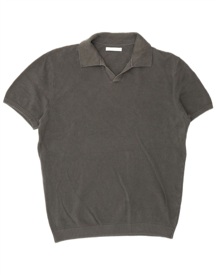 Zara Hombre Jersey De Manga Corta Con Cuello Polo De Algodón Gris Medio