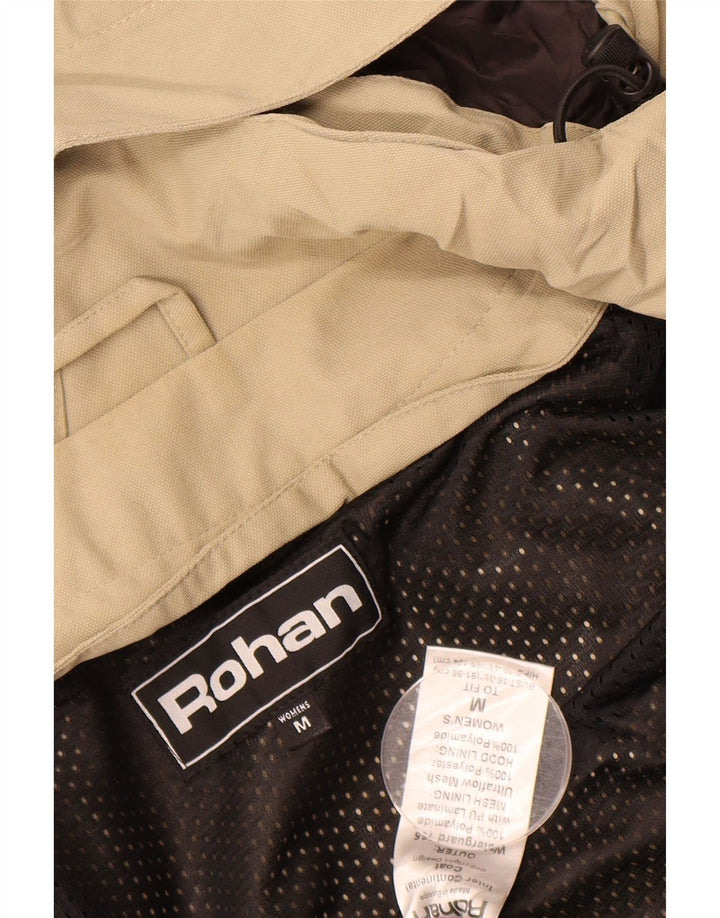 ROHAN Womens Hooded Rain Jacket UK 14 Medium Beige Polyamide