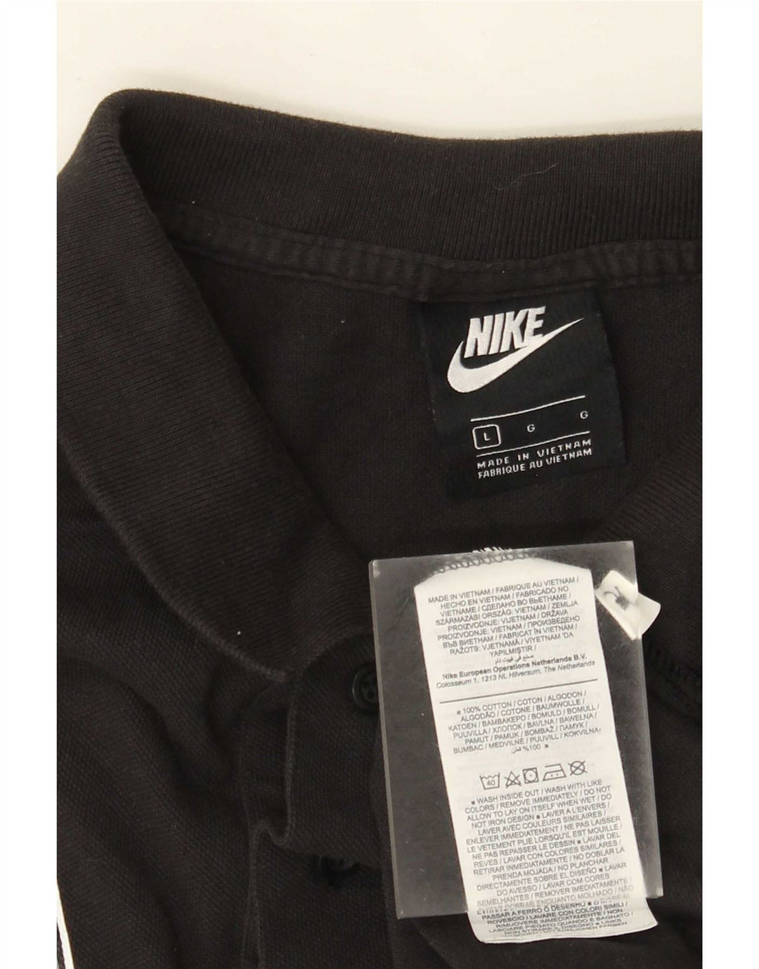 Polo Nike Hombre Grande Negro Algodón