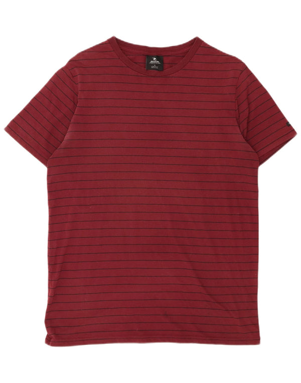 Rip Curl Hombre Camiseta Top Medium Borgoña Rayas