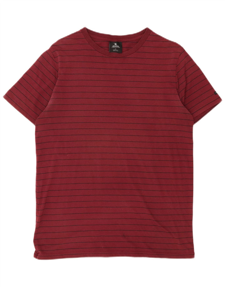 Rip Curl Hombre Camiseta Top Medium Borgoña Rayas